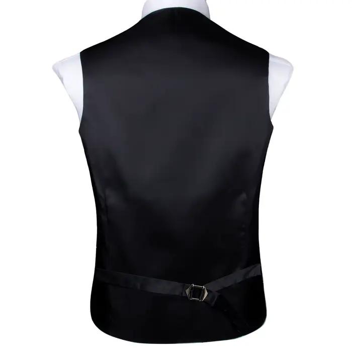 Ensemble de costume pour homme : Gilet, cravate, pochette et boutons de manchette jacquard floral Pa