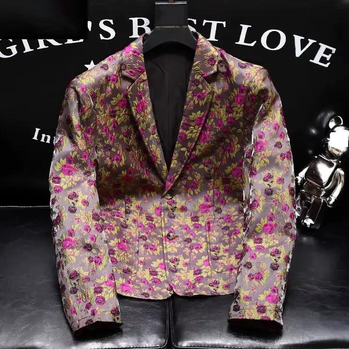 Veste de costume brodée de luxe pour hommes, Blazer, coupe cintrée, manches longues, manteau, mode, 
