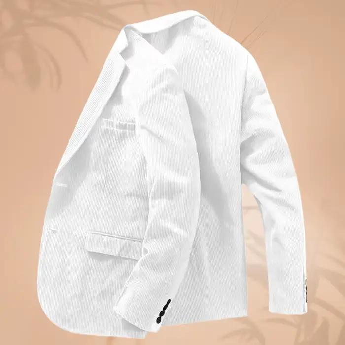 Veste de costume en velours côtelé pour hommes, veste de costume à revers à bouton unique, veste for