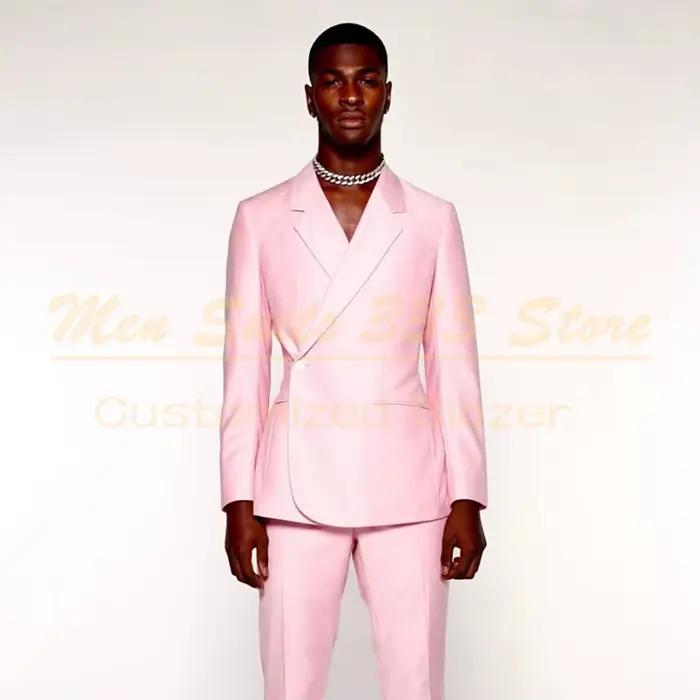 Costumes pour hommes roses de haute qualité, formel, un bouton, revers cranté, coupe cintrée, vêteme
