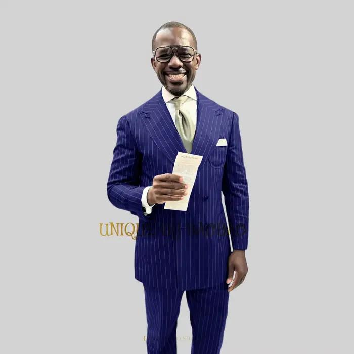 Costume 2 Pièces pour Homme (Veste + Pantalon), Blazer observateur Rayé à Double Boutonnage, Événeme