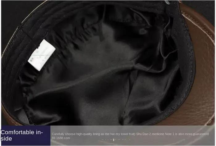 Béret en cuir de vachette véritable pour homme, chapeau de gavroche, casquette de baseball, classiqu
