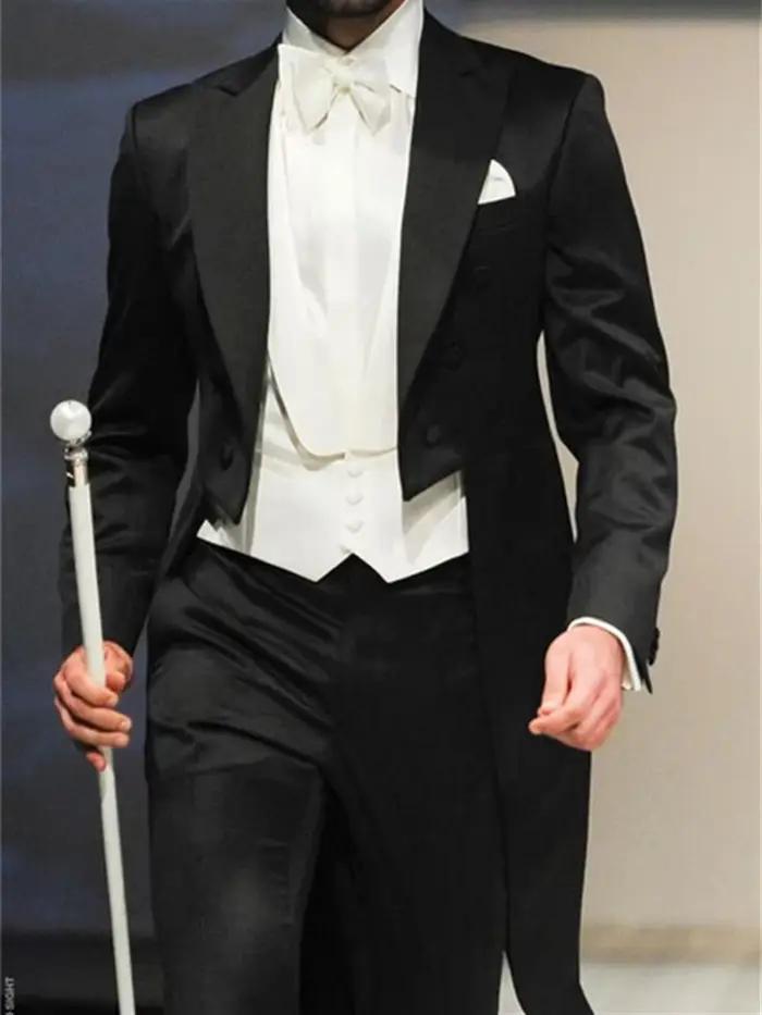3 pièces Style Gentleman italien mariage homme longue queue manteau marié bal Tuxedos formel hommes 