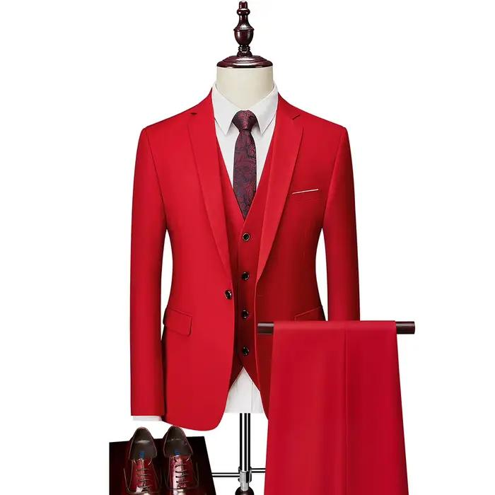 Ensemble 3 Pièces pour Homme, Veste Slim Fit, Tenue d'Affaires, Loisirs, Banquet, Mariage, Marié, Pa