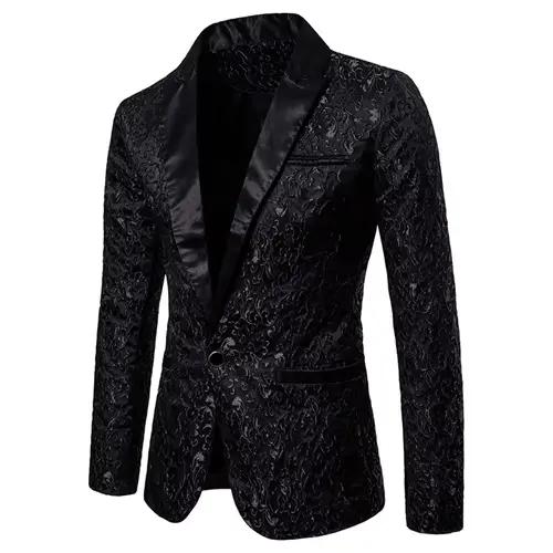 Costume Jacquard Doré pour Homme – Veste Ample Luxueuse pour Affaires, Cérémonies, Soirées Dansantes