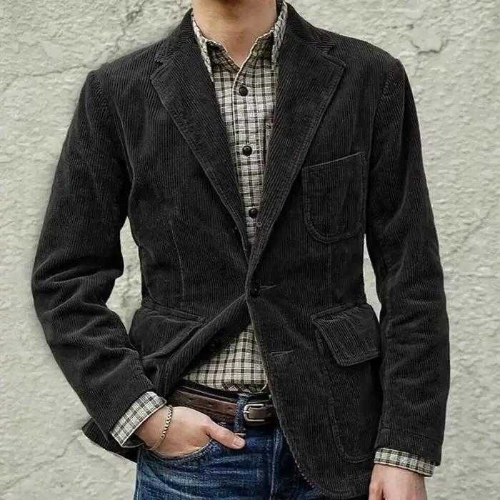Nouveaux vêtements d'automne pour hommes. Costume en velours côtelé de couleur unie. Veste décontrac