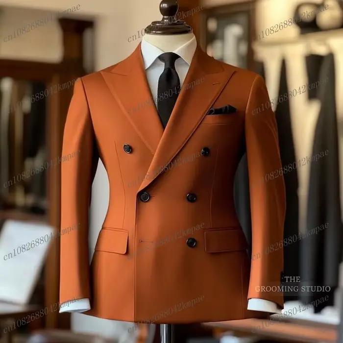 Nouveau Orange hommes Blazer affaires formel bureau manteau décontracté travail bal unique veste de 