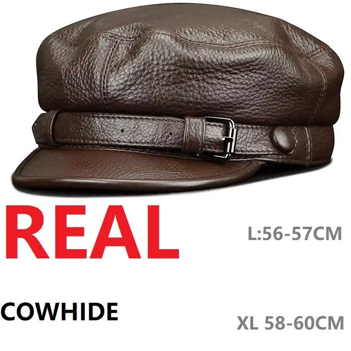 Béret en cuir de vachette véritable pour homme, chapeau de gavroche, casquette de baseball, classiqu