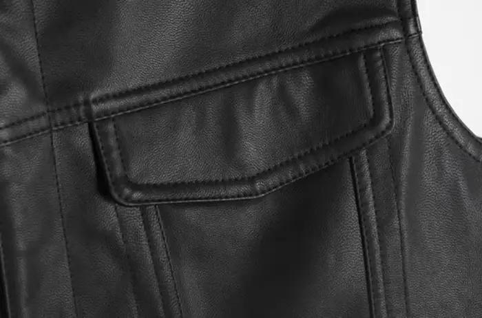 Gilet Homme Noir en Similicuir Style Motard Hip Hop Punk Printemps Sans Manches Grande Taille Décont