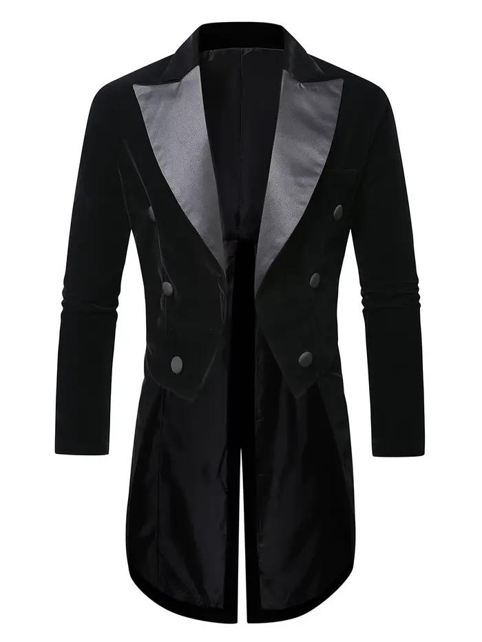 Veste de smoking élégante en velours noir pour hommes – Vêtements de cérémonie pour banquets, mariag