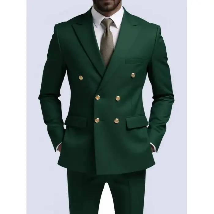 Veste de costume décontractée à Double boutonnage pour hommes, coupe cintrée, qualité formelle d'aff