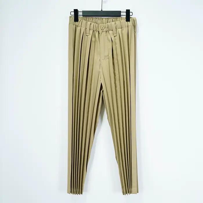 Miyake – costume plissé pour hommes, Blazer plissé de couleur unie + pantalon ajusté à jambes droite