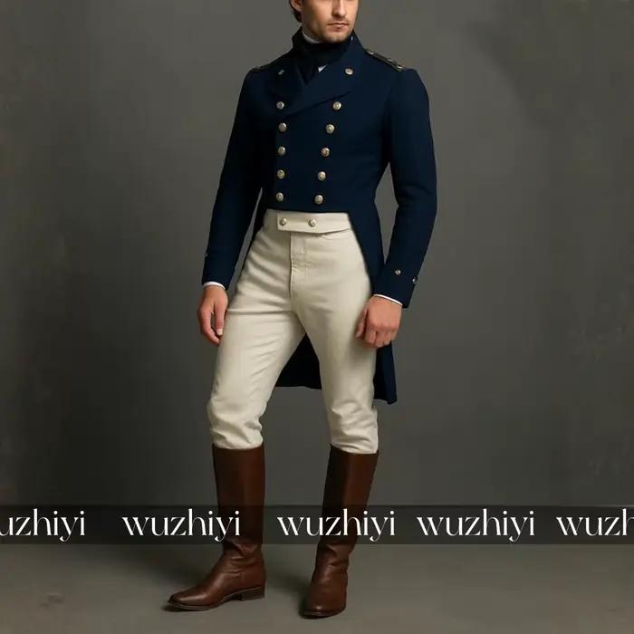 Veste bleu marine Hamilton, uniforme militaire royal du XIXe siècle, revers cranté, double boutonnag