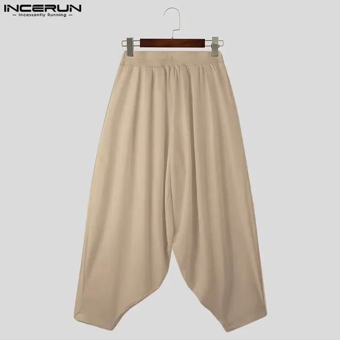 2024 hommes pantalons à jambes larges couleur unie taille élastique pantalon décontracté ample homme