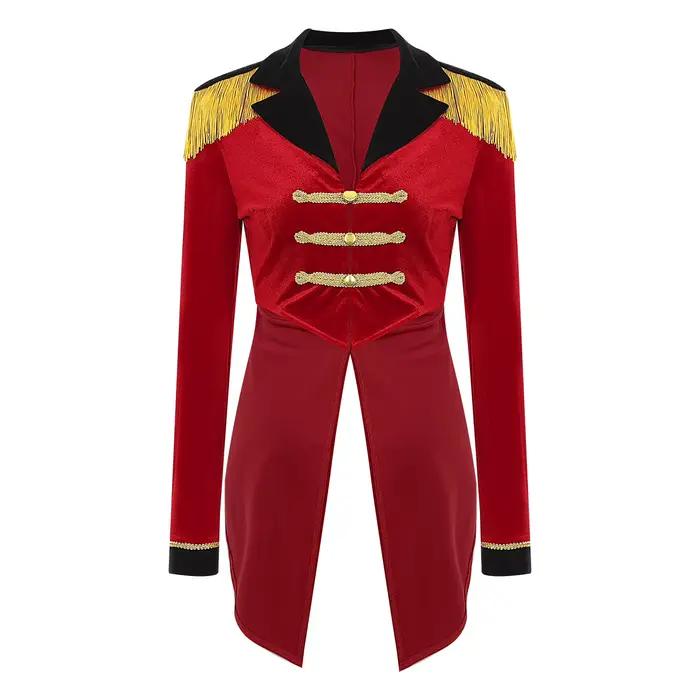 Costume de smoking en velours LYus pour femme, manteau vintage, veste Showman, blazer Ringmaster, un
