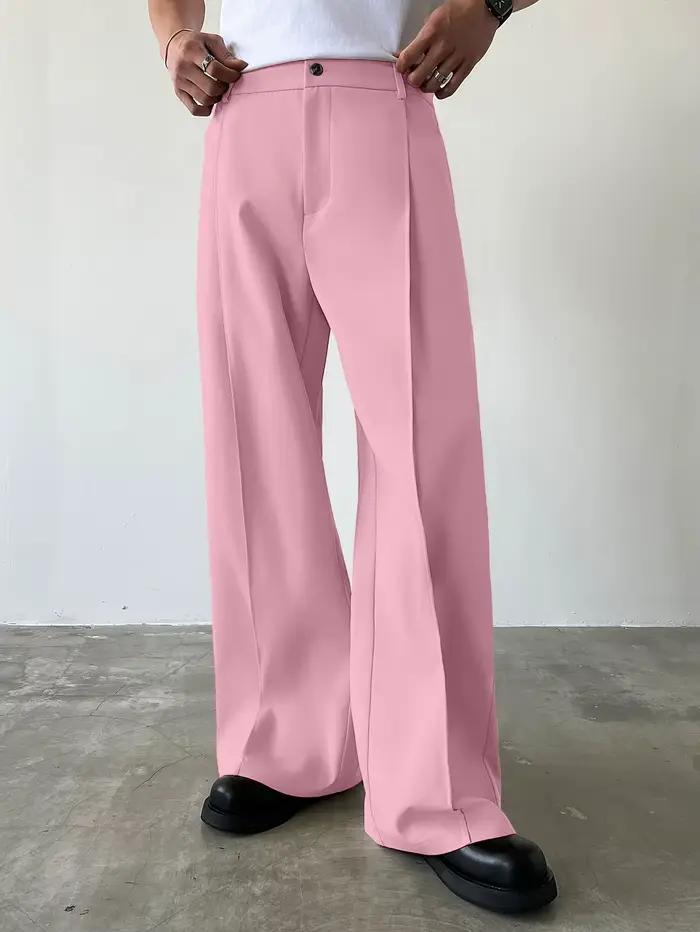 Pantalon de costume pour homme taille haute, coupe large et droite, décontracté, formel, streetwear,