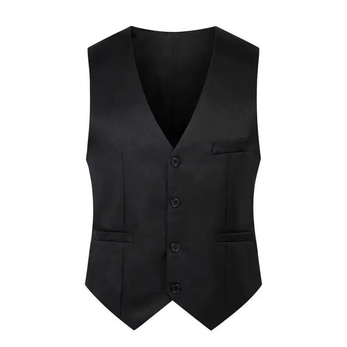 Hommes costume gilet simple boutonnage bouton fermeture gilet coupe ajustée mâle sans manches costum