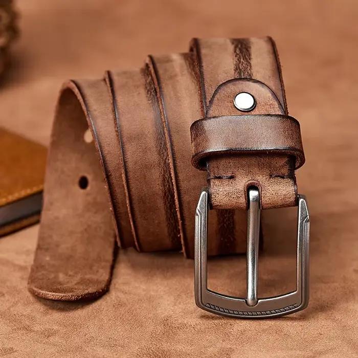 MEDYLA hommes ceinture alliage boucle ardillon avancé ceintures en cuir jean décontracté Original pe