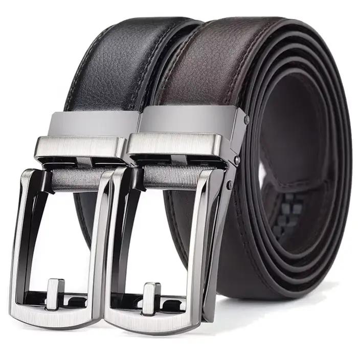Ceinture à clic pour hommes, marque de luxe de styliste, ceintures en cuir véritable pour jeans, bou