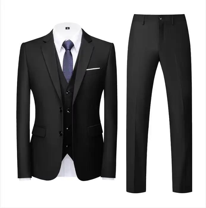 Costume violet pour hommes, costume et gilet et pantalon, costume trois pièces à deux boutons à la m