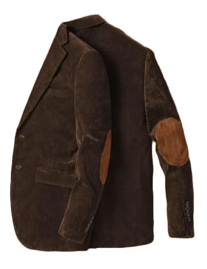 Veste pour homme en velours côtelé de haute qualité, à simple boutonnage, costume formel vintage, ve