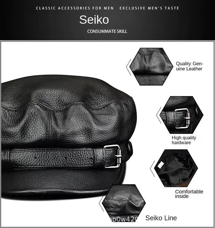Béret en cuir de vachette véritable pour homme, chapeau de gavroche, casquette de baseball, classiqu