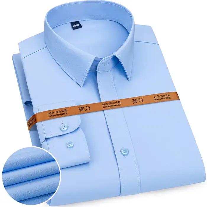 Chemise d'affaires à manches longues pour hommes, vêtements de marque, mince, mince, blanc, document