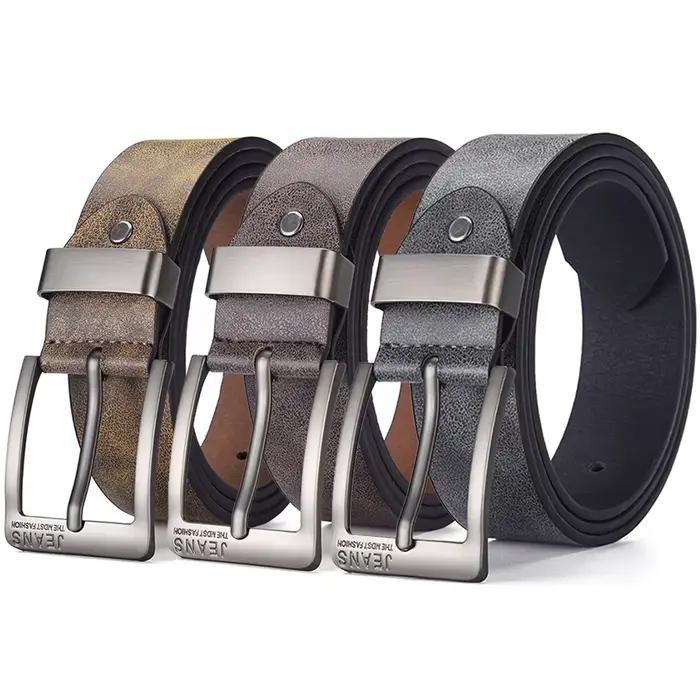 Ceinture en cuir PU pour hommes, de haute qualité, avec boucle ardillon en métal, pour loisirs et af