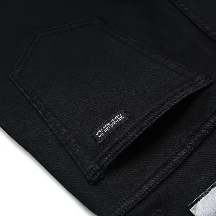 Printemps automne hommes classique marque de mode jean Homme homme doux Stretch noir Biker Masculino
