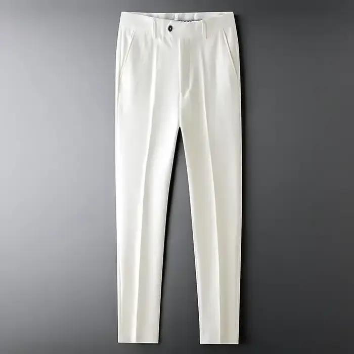 Pantalon de Costume Cropped Slim Fit Blanc pour Homme – Collection Été – Luxe et Qualité Supérieure 