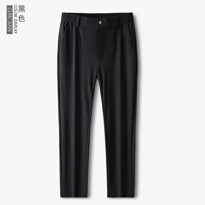 Pantalon de costume en soie glacée sans fer pour hommes, Section fine, élastique, drapé, droit, Busi