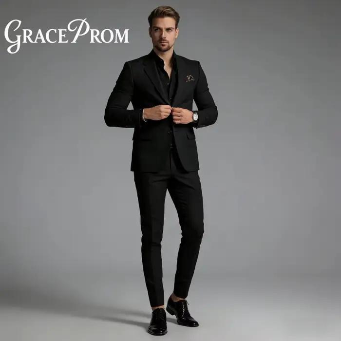 Costume de Mariage Homme Beige à Revers Cranté, Ensemble 2 Pièces Simple Boutonnage (Veste et Pantal