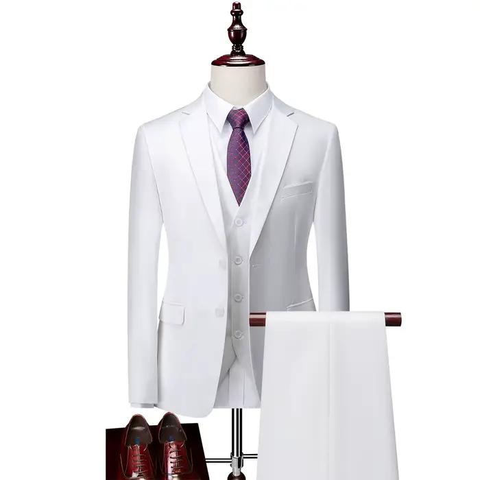 Costumes pour hommes Chic simple boutonnage Blazer pic revers élégant ensemble formel mâle 3 pièces 