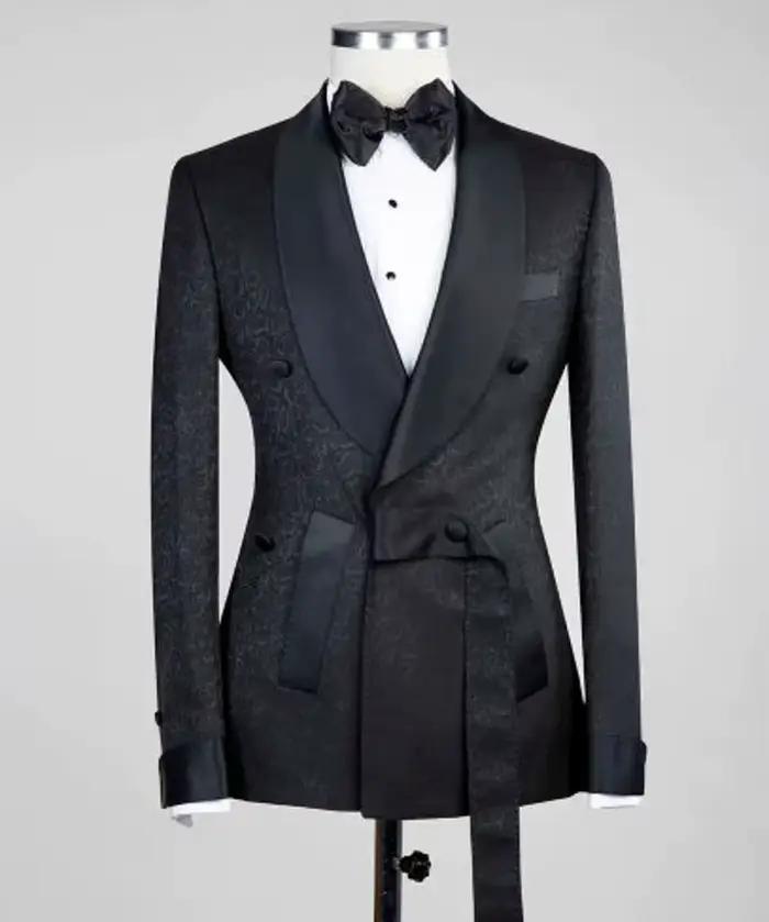 Costumes italiens floraux à double boutonnage pour hommes, smoking de marié de mariage, blazer à rev