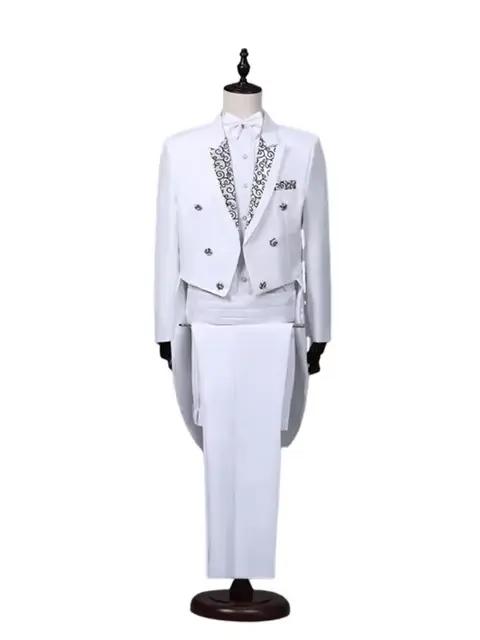 Manteau de queue pour hommes, classique, moderne, blanc et noir, Style basique, costume pour hommes 