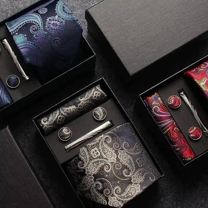 100% soie cravate Paisley Floral hommes cravate de qualité supérieure affaires cravate poche carré c