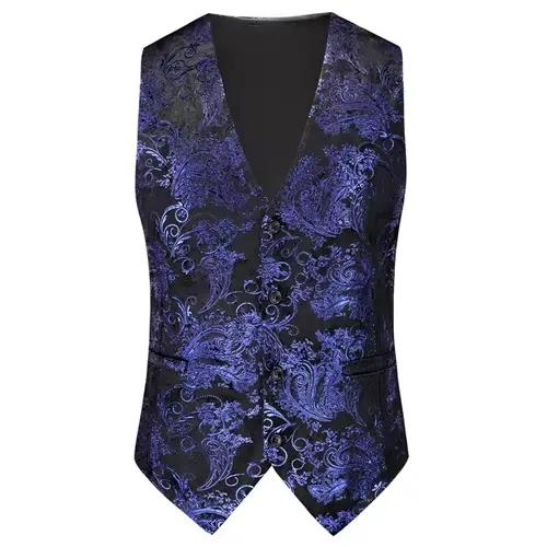 Nouveaux hommes de luxe velours costume gilet or chaud haut imprimé mode Homme affaires Social maria