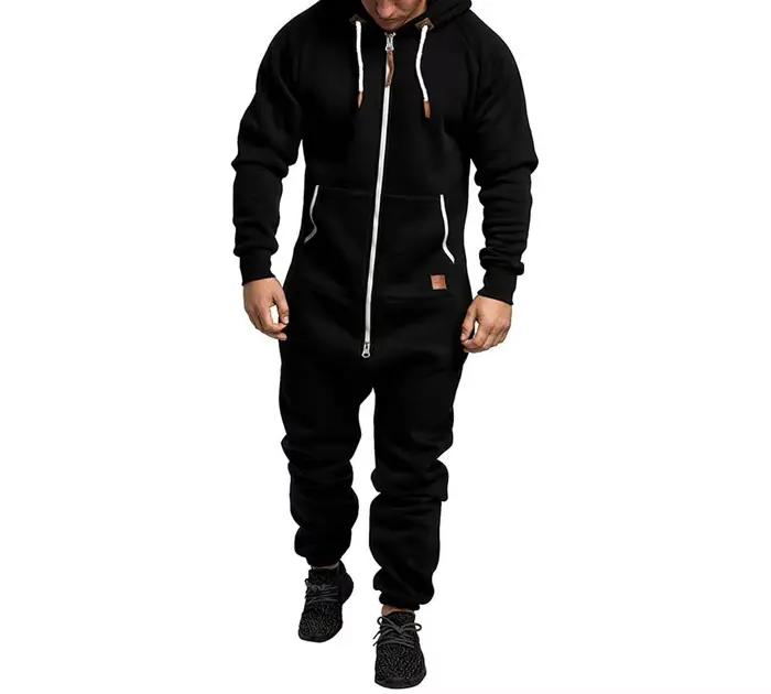 Combinaison en polaire pour hommes, pyjama à manches longues, pantalon de survêtement, épissure de c