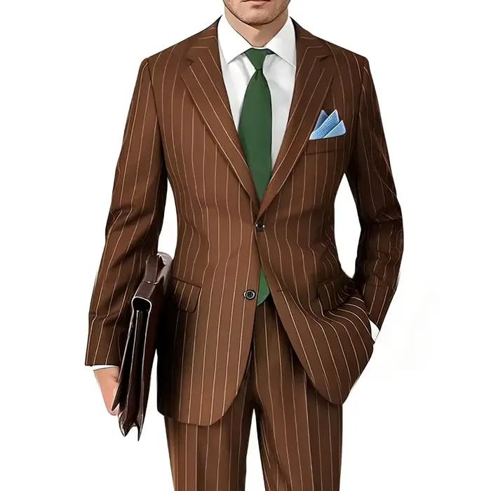 Ensemble de costume pour homme avec motif rayé, costume décontracté et élégant pour tous les jours, 