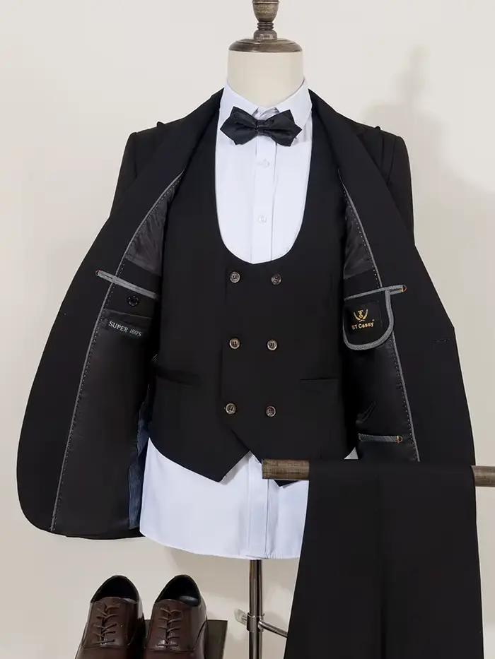 Ensemble 3 pièces noir pour homme : Costume de marié élégant