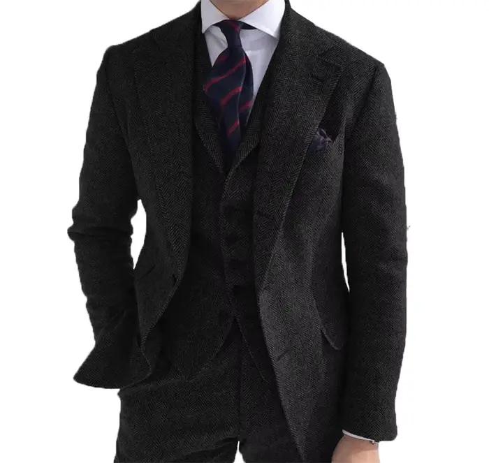 Costume 3 Pièces en Laine Verte pour Homme