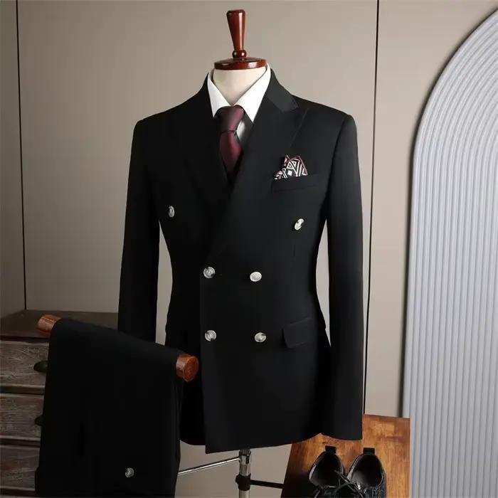 Ensemble de costumes classiques pour hommes d'affaires en polyester et viscose pour mariages et cérémonies formelles