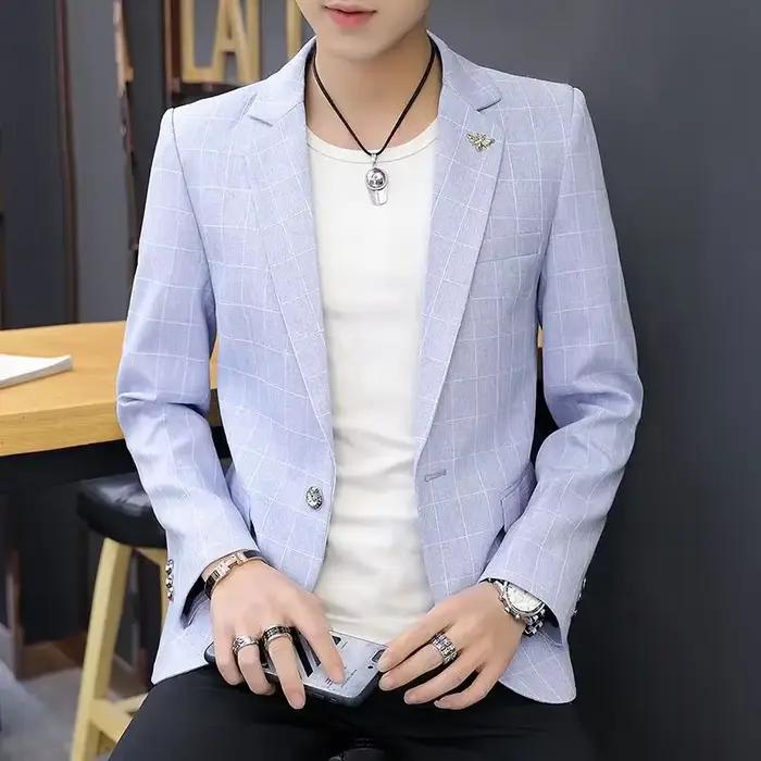 Fête lin gris hommes costume vestes simple boutonnage manteau mâle Blazer été nouveau dans des vêtements simples mode 2025 décontracté classique