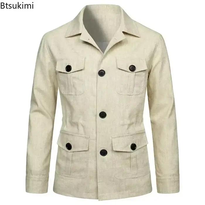 Vestes Safari en lin pour hommes