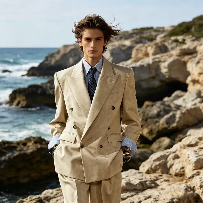 Ensemble de costume en lin pour homme
