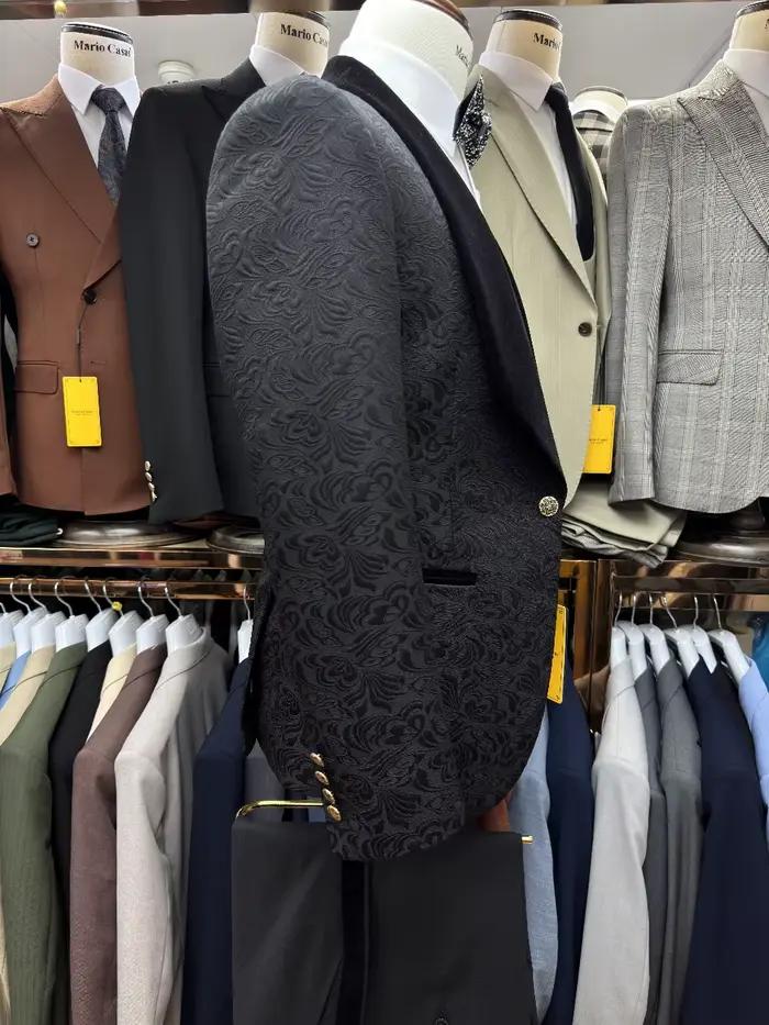 Ensemble de costume entièrement jacquard noir