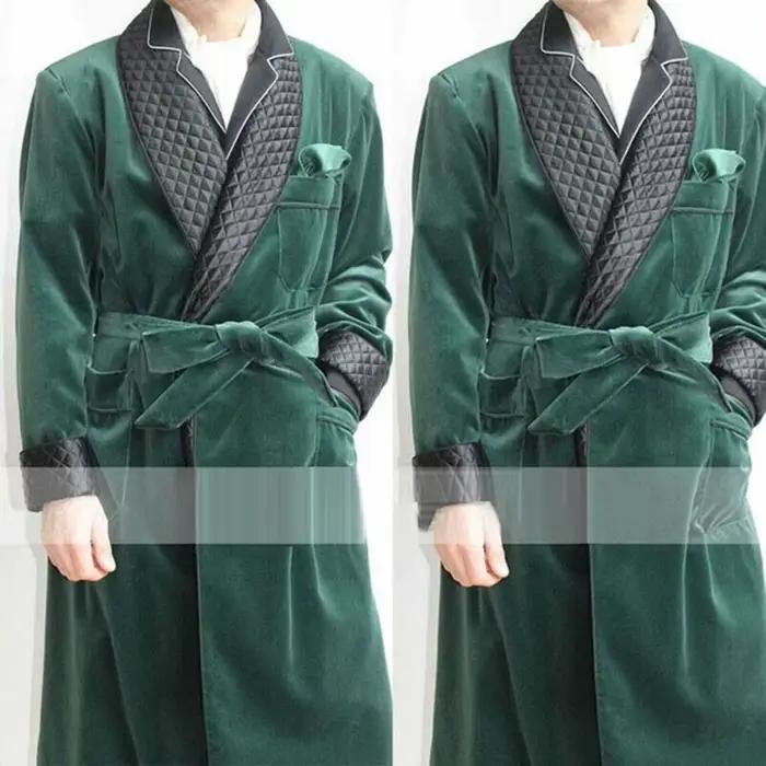 Veste Longue en Velours Noir/Bordeaux pour Homme