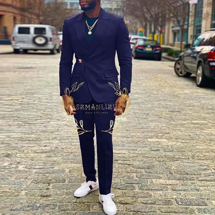 Hommes costumes Double boutonnage dernière conception marié Tuxedos meilleur Homme Costume