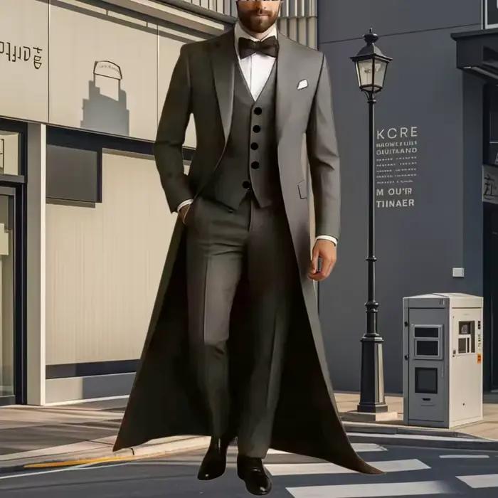 Costume Homme 3 Pièces de Mariage et Cérémonie : Veste Longue