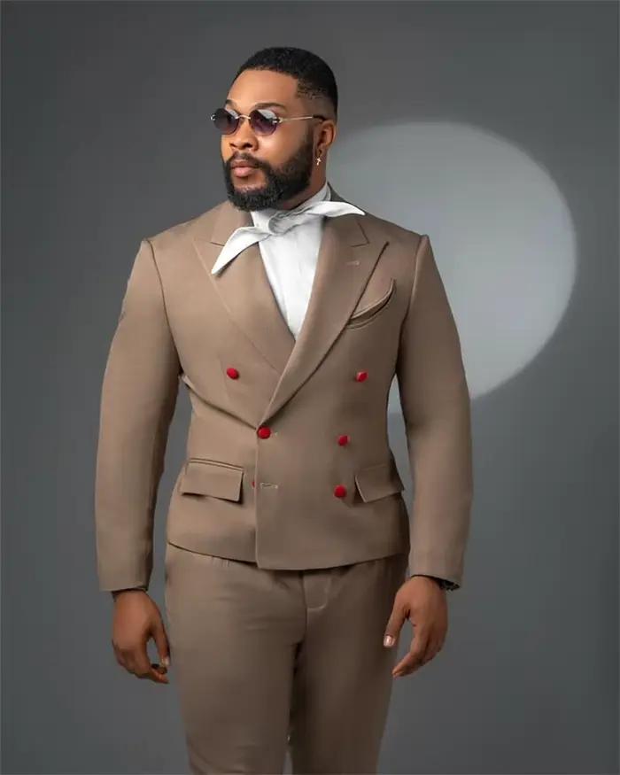 Ensemble de costumes pour hommes marron 2 pièces : Blazer et pantalon en coton